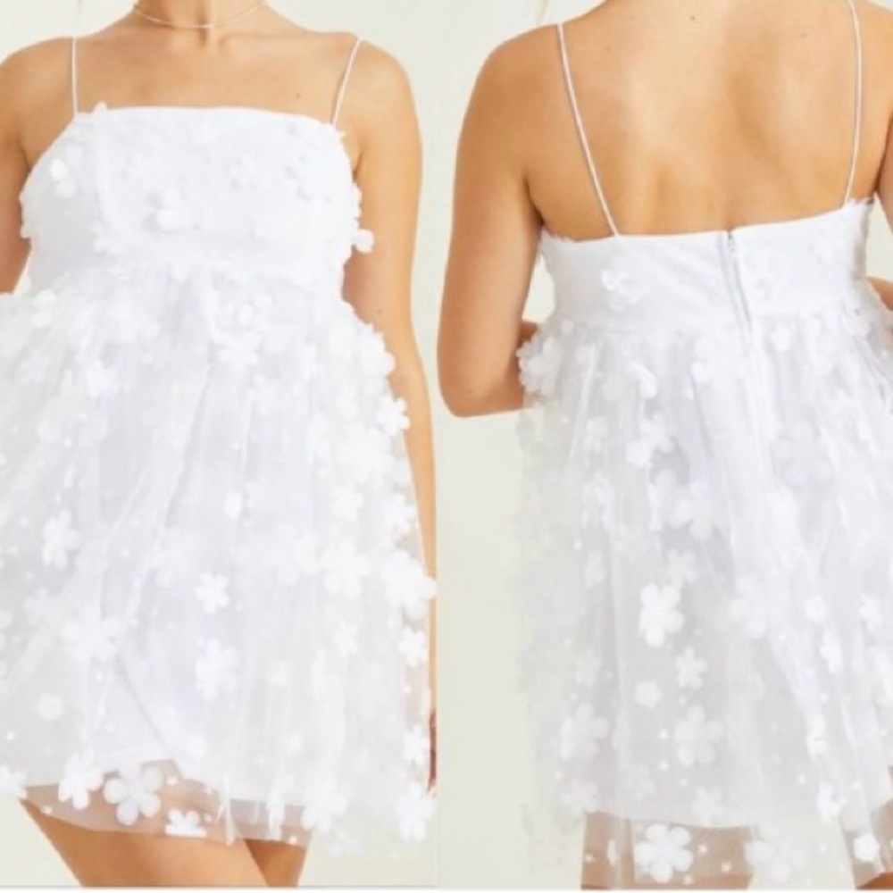 Altar'd State Aurora Floral Mesh in white. Size XS